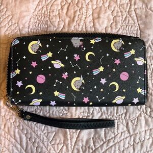 Pusheen Black Wallet with Cute Astronomical Print